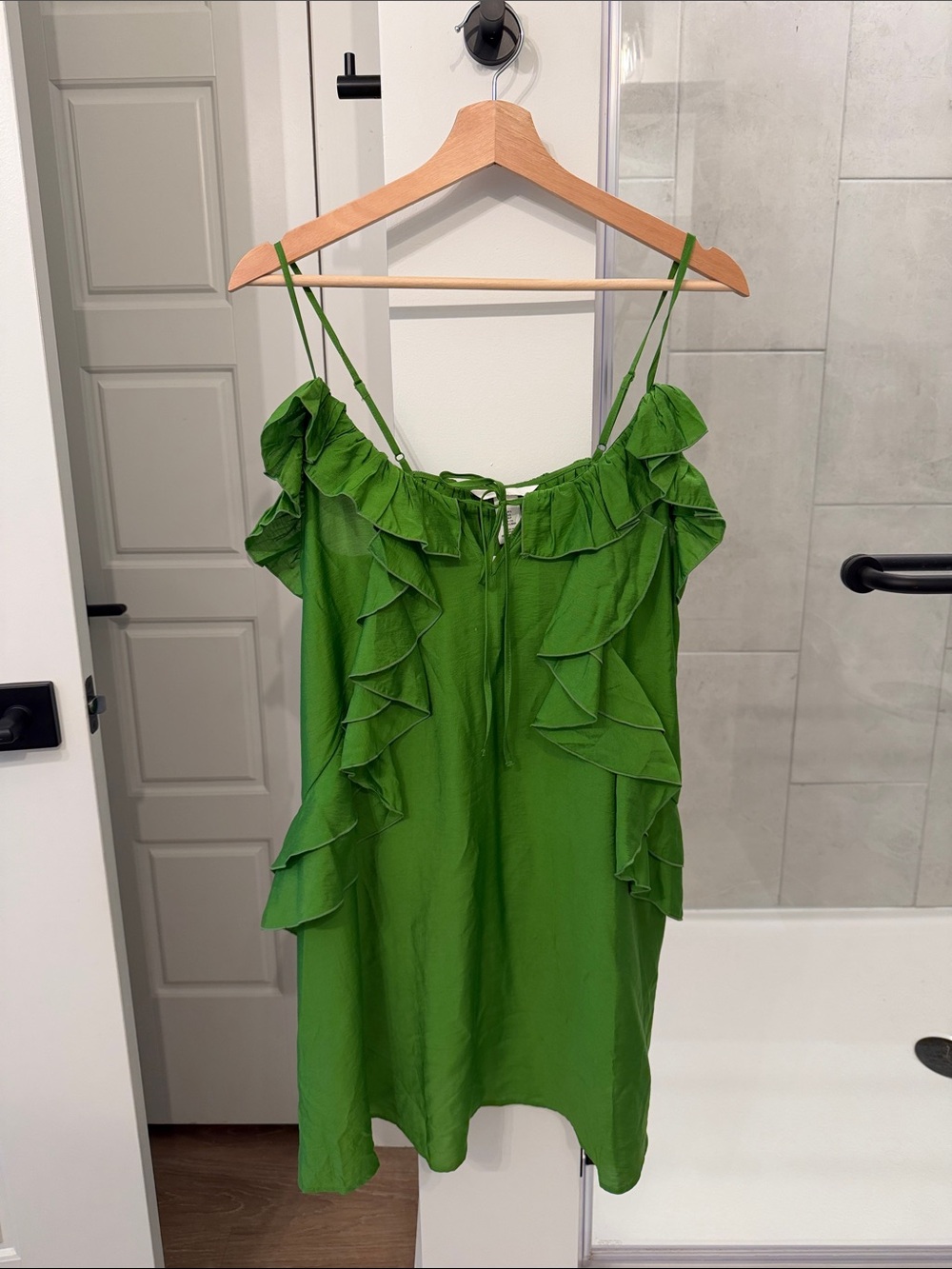 H&M Green Ruffled Mini Dress